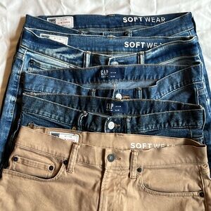 Men’s GAP 4 jeans/1 khakis in EUC. All 31Wx 34L slim fit. Buy all or individual.